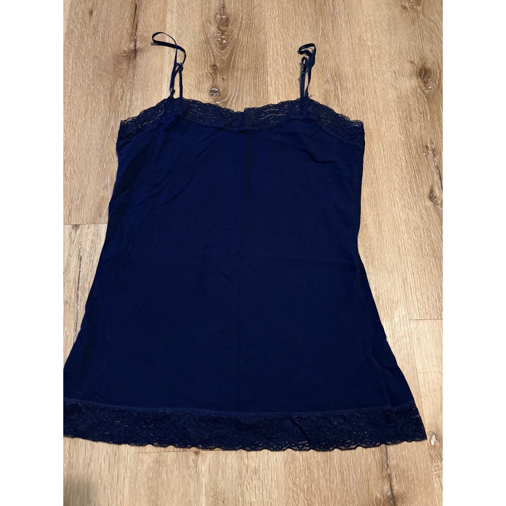 Eyeshadow Navy Blue Lace Trim Camisole Tank Top Adjustable Straps XL Y2K
